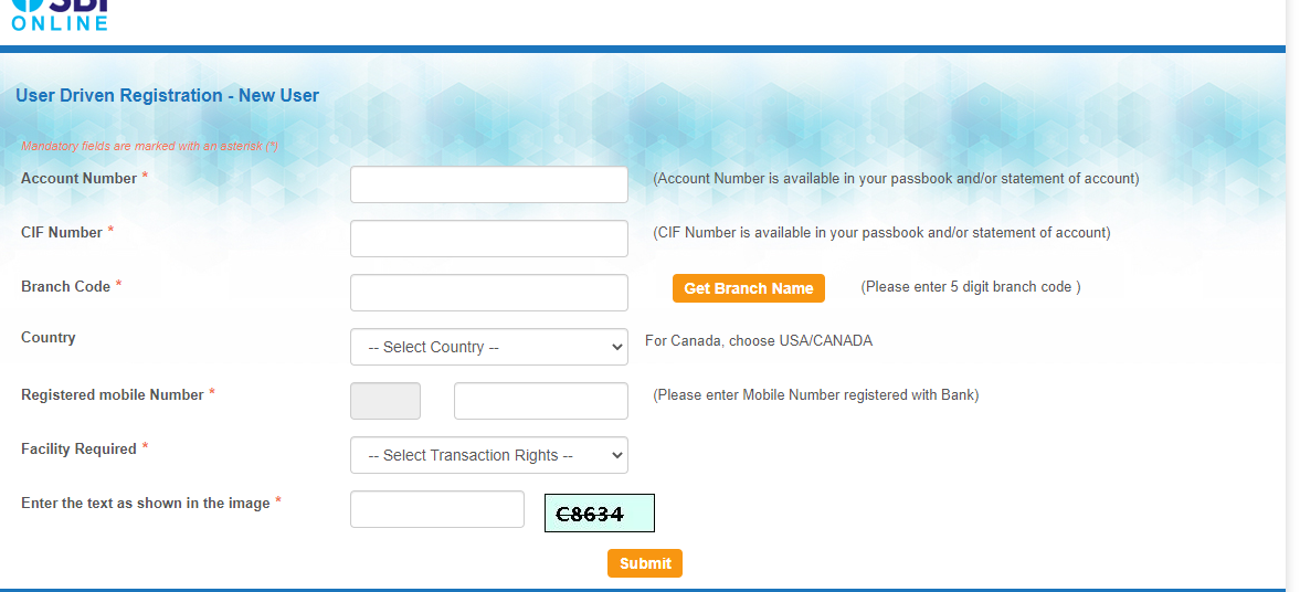 SBI Net Banking Registration