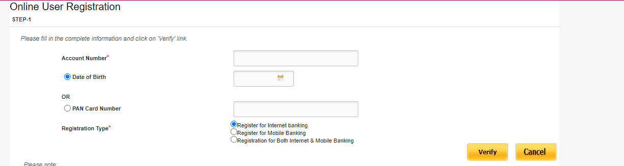 PNB net banking registration