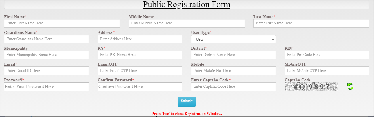 Banglarbhumi.gov.in land records registration form