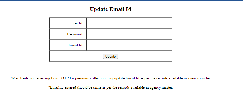 Register Email ID LIC Merchant